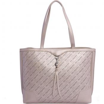 Bolso Shopper Don Algodón Gema Beige con Cremallera