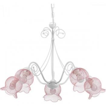 Lámpara colgante de metal MIA Rosa claro, Lámpara de techo colgante con varios brazos, color rosa