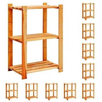 vidaXL Madera de Pino Maciza 10x Estanterías con 3 Niveles Estantes Repisas Librería Mueble de Despacho Salon Casa 150 kg