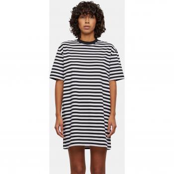 Urban Classics Ladies Oversized Striped T-Shirt Dress - Black/White - Sizes XS to 4XL