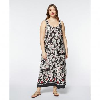 Fiorella Rubino - Vestido largo estampado sin mangas y abertura lateral