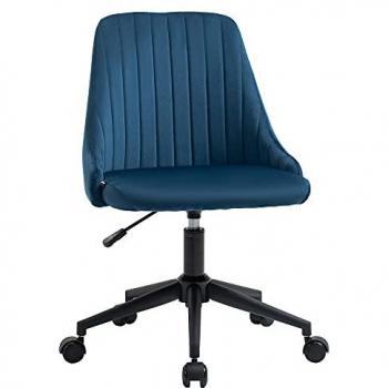 Silla de Oficina Ergonométrica Giratoria Alta con Gas Lift y Acabado de Poliester Aterciopelado Azul 50 x 58 x 77-87 cm
