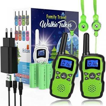 Wishouse M8 Walkie Talkie Niños Recargable,Portátil Walkie-Talkie Largo Alcance con Cordones Bateria 2X3000mAh Cargador USB,Juguetes de Camping con Linterna,Navidad Cumpleaños Regalos por la Familia
