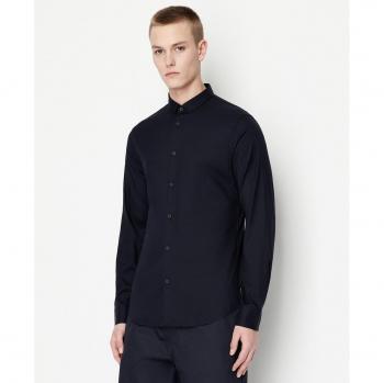 Armani Exchange Slim Fit Embroidered Logo Long Sleeve Shirt - Navy - Men's XL