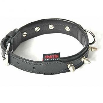 Collar de cuero de vaca con remaches para perro Martin Sellier (35, 60 cm) + correa