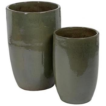Jarrón de cerámica verde 52 x 52 x 80 cm (2 unidades)