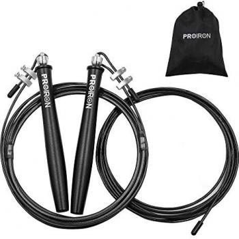PROIRON Cuerda para Saltar de Alta Velocidad, Comba de Crossfit, Boxeo. Longitud Ajustable Ideal para Saltos Dobles, Cuerda de Repuesto incluida