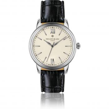 Philipp Blanc Geneva White Crocodile Leather Watch - 40 mm