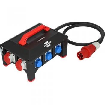 Distribuidor de corriente profesional Brennenstuhl BSV 5-63A con protección FI Tipo B, 63A CEE, 2m cable RN, 1x CEE 400V/32A, 2x CEE