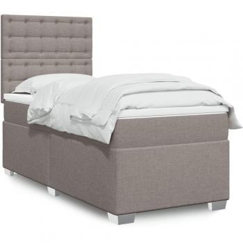 Cama box spring de muelles con colchón en tela gris taupe 90x190 cm Tortor Vidaxl