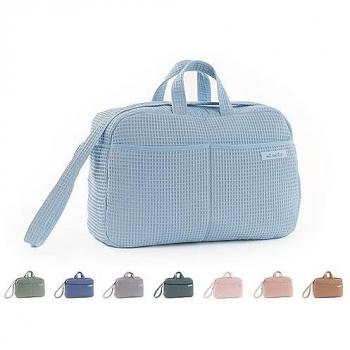 Bolso Cambiador de Pañales Mi Bollito Azul Claro 15 x 30 x 45 cm - Bolsa de Maternidad Crossbody, Organizador Práctico y Elegante, Gran Capacidad, Fabricado en España