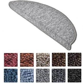 Alfombrillas Antideslizantes Semicirculares para Escaleras - Set de 15 Unidades Gris Claro (55 x 15 cm)