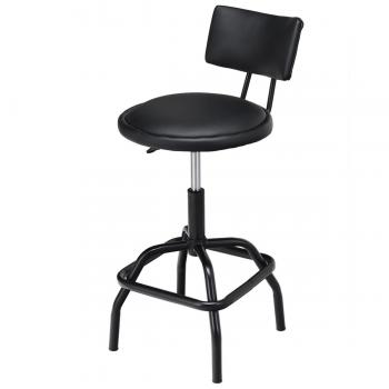 Taburete de Bar Giratorio Acolchado en Piel PU con Altura Regulable, Asiento Giratorio a 360°, Respaldo Acolchado, Dimensiones: 53 x 53 x 84-95 cm,