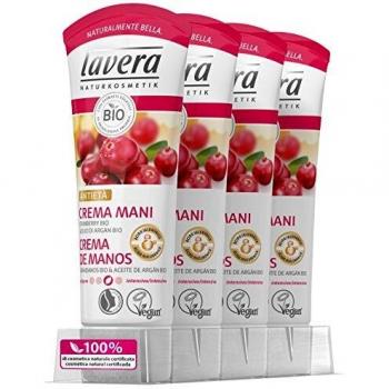 Lavera Crema de Manos Antienvejecimiento con Extracto de Arándanos Bio & Aceite de Argán Bio - Intensiva - vegano - cosméticos naturales 100% certificados - cuidado de la piel - 4 Recipientes de 75 ml