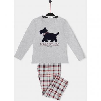 Pijama de niña manga larga y pantalón largo Lou Lou Goodnight gris