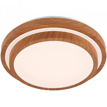 Plafón LED Lindby Vaako, redondo, 41 cm, moderno, marrón, hecho de plástico, 1 llama
