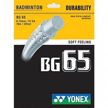 Bobina de cordaje para badminton YONEX BG-65 blanca (200 metros)