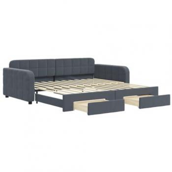 Sofá Cama Nido con Cajones de Terciopelo Gris Oscuro 100x200 cm