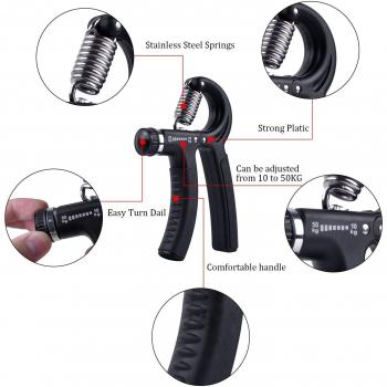 IDEAPRO Adjustable Ejercitador de Mano, Unisex Adulto, Negro, Talla única