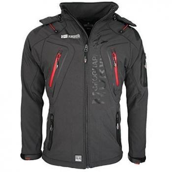 Geographical Norway Techno - Chaqueta flexible para hombre, con capucha desmontable gris S