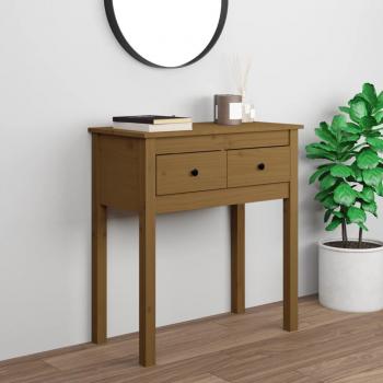 Consola de madera maciza de pino ámbar marrón 70x35x75 cm