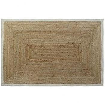 Alfombra DKD Home Decor Scandi Poliéster Algodón Blanco Marrón claro Jute 120 x 180 x 1 cm
