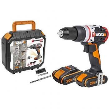 Worx WX354 Taladro Percutor Brushless Slammer Drill 20V 2.0Ah 2 Bat, Negro