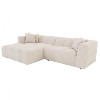 Sofá rinconera izquierda de tela beige NAEMIA de Maison Céphy