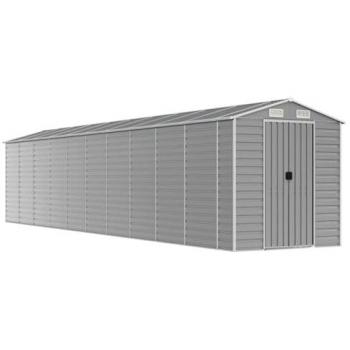 vidaXL Garden Shed Light Grey 191x895x198 cm Galvanised Steel