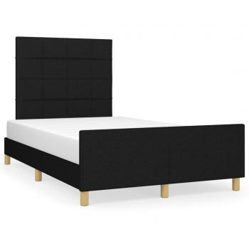 Cabecero negro 120x190 cm con tela - Estructura de cama con cabecero de tela negro 120x190 cm