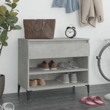 Mueble zapatero madera contrachapada 70x36x60 cm color Blanco, Blanco brillante, Gris sonoma y gris hormigón
