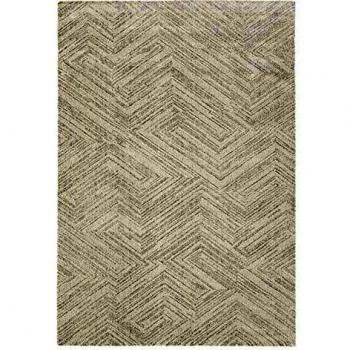 Alfombra ultrasuave minimalista crema con diseño gráfico gris 200 x 290 cm