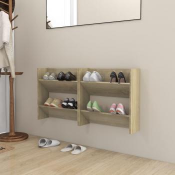 Zapatero de pared 2 unidades color roble Sonoma aglomerado 60x18x60 cm