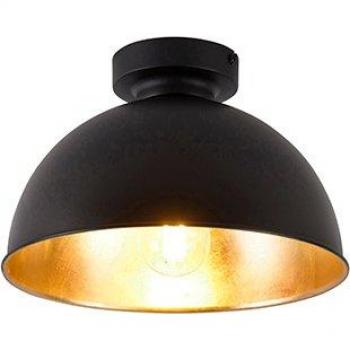 Plafón Industrial Redondo Negro y Oro 28cm E27 Adecuado para LED Max. 1 x 60 Watt - MAGNAX