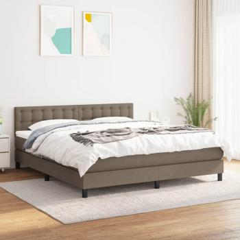 Cama box spring con colchón de tela gris taupe 180x200 cm Tortorra