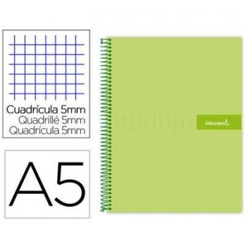 Cuaderno Liderpapel A5 Micro Crafty Cuadrícula 5mm 120 Hojas Tapa Forrada 90 gr Color Verde