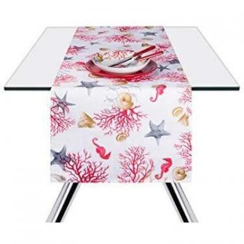 Excelsa Coral Runner, Algodón, Blanco con diseño Coral, 45 X 140 