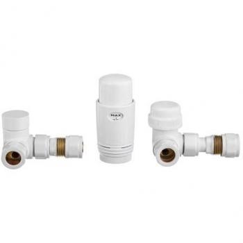 Juego de Termostato Axial Blanco Invena para Conexión de Radiadores PEX/Cobre CD-25-B15-S