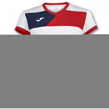 Joma Camiseta Crew II M/C Blanco-Rojo Mujer - Camiseta técnica de Manga Corta, Mujer, Blanco -