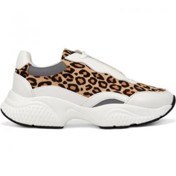 Zapatillas de deporte para mujer ED HARDY Insert Runner-Wild White/Leopard blancas con diseño de leopardo