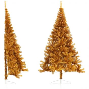 vidaXL Artificial Half Christmas Tree with Stand Gold 210 cm PET