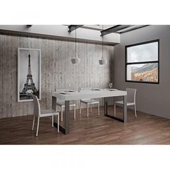 Mesa Extensible Tecno 90x180/440 cm Estructura Antracita y Encimera Fresno Blanco