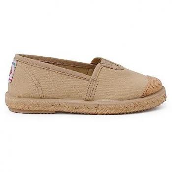 Alpargatas de Niños con Elástico Central y Puntera de Yute - Talla 25 Color Beige