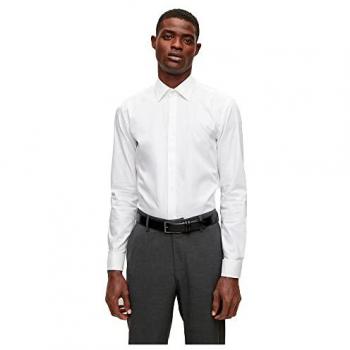 Hugo Boss Slim Fit Business Shirt 'Hank Tux' with New Kent Collar, White, Size 44