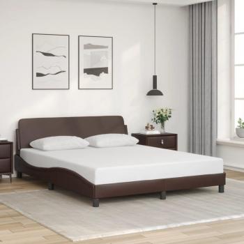 Cabecero de cama marrón de 160x200 cm en cuero sintético
