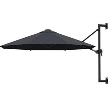 vidaXL Sombrilla Pared Barra Metal 300 cm Antracita Parasol Paraguas Mueble