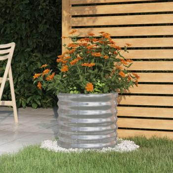 vidaXL Garden Planter - Powder-coated Steel, 40x40x36 cm, Silver