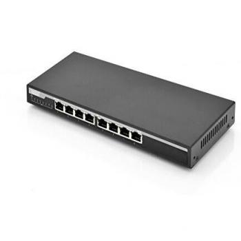 DIGITUS 8-PORT GIGABIT ETHERNET POE ETHERNET Desktop Switch, 135 vatios, 10/100/1000 Mbps