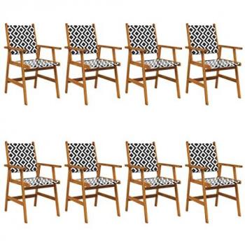 Set de Sillas de Jardín de Madera Maciza de Acacia - 8 Unidades, Duraderas, para Exterior, Terraza, Balcón y Patio