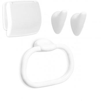 Tatay Olympia-Juego de baño de 4 Piezas, Polipropileno, Blanco, 26 x 6.5 x 40 cm